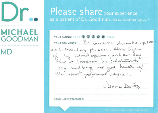 Dr. Goodman's Patient's evaluation