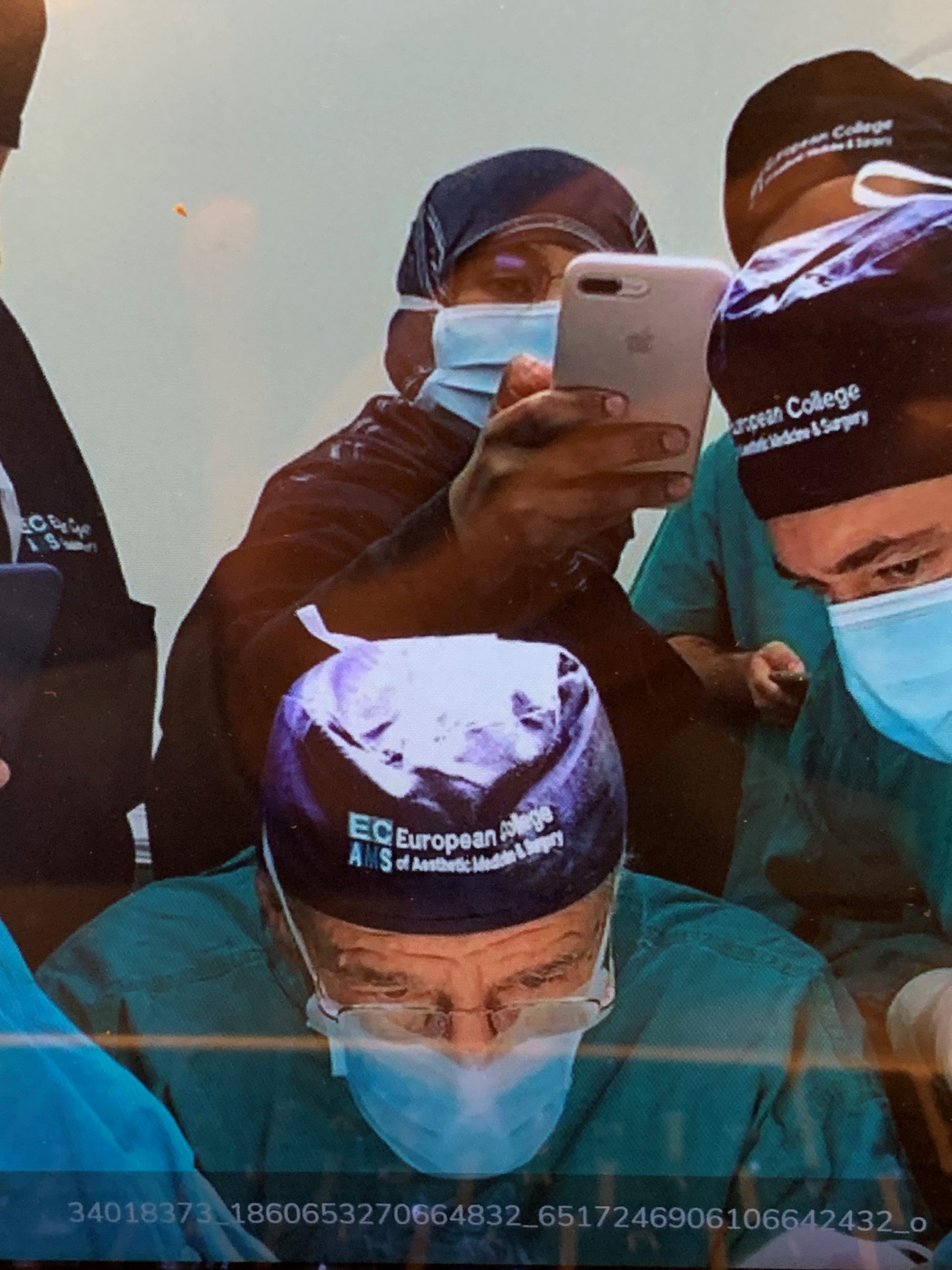 Dr. Goodman operating in Athens, Greece, training European surgeons for ECAMS